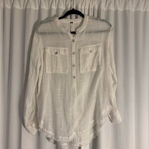 Free People Sheer White Blouse